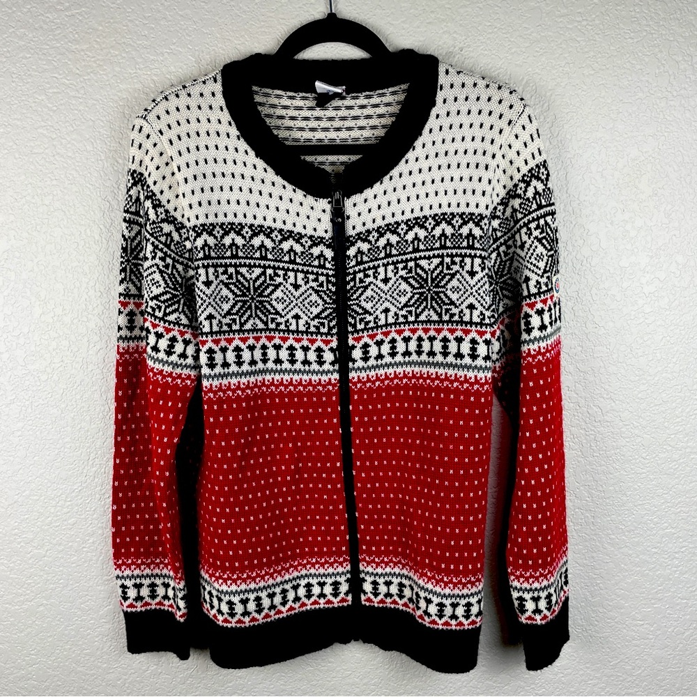 Icewear Iceland sweater Womens medium fair isle‎ full zip Nordic wool blend